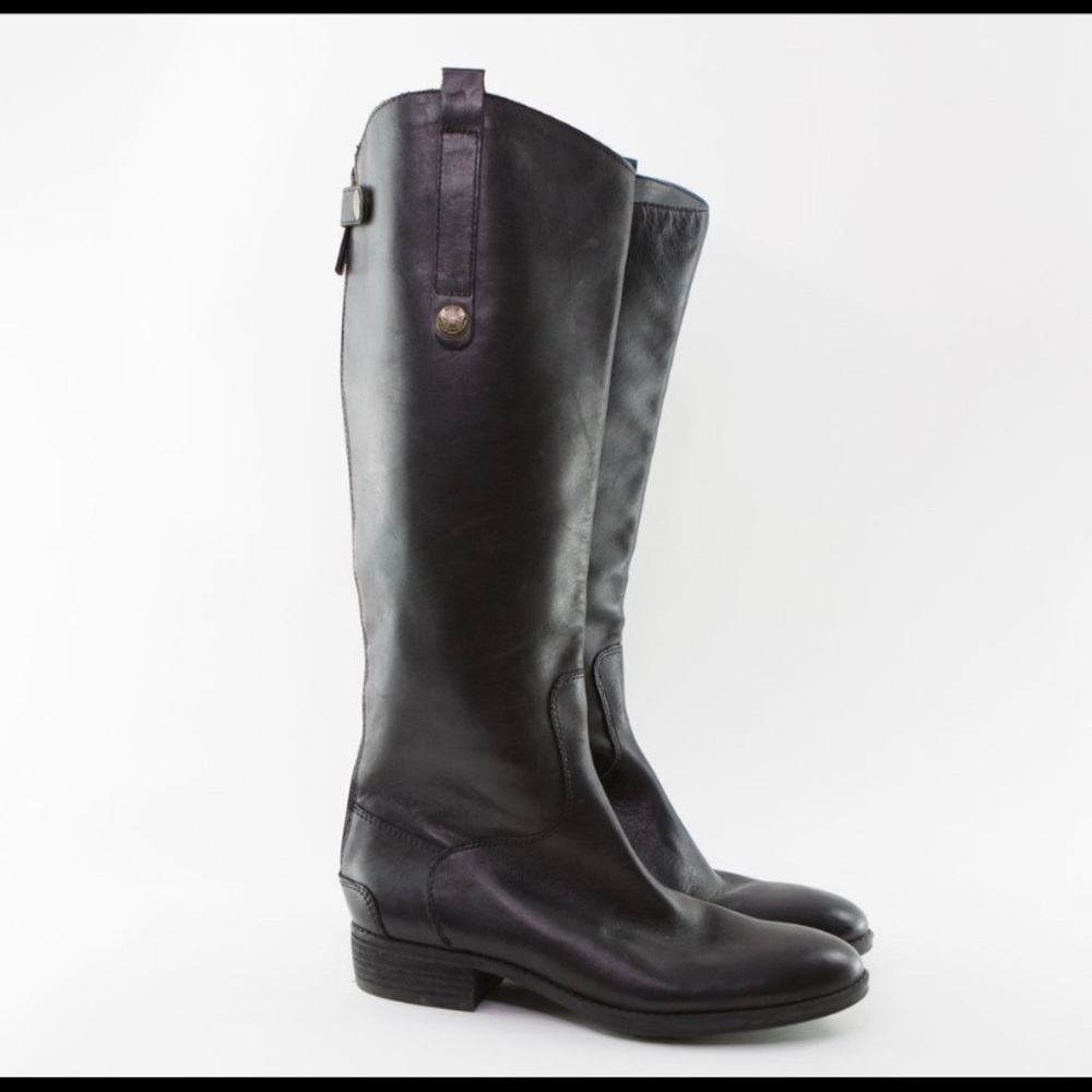 Sam Edelman Penny Black Leather Riding Boots 7.5M